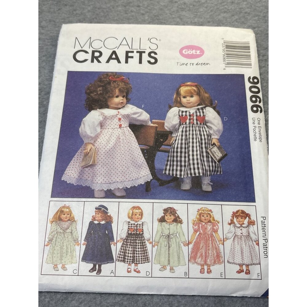 McCalls 9066 Doll Clothing Sewing Pattern Size 18" Doll 1997